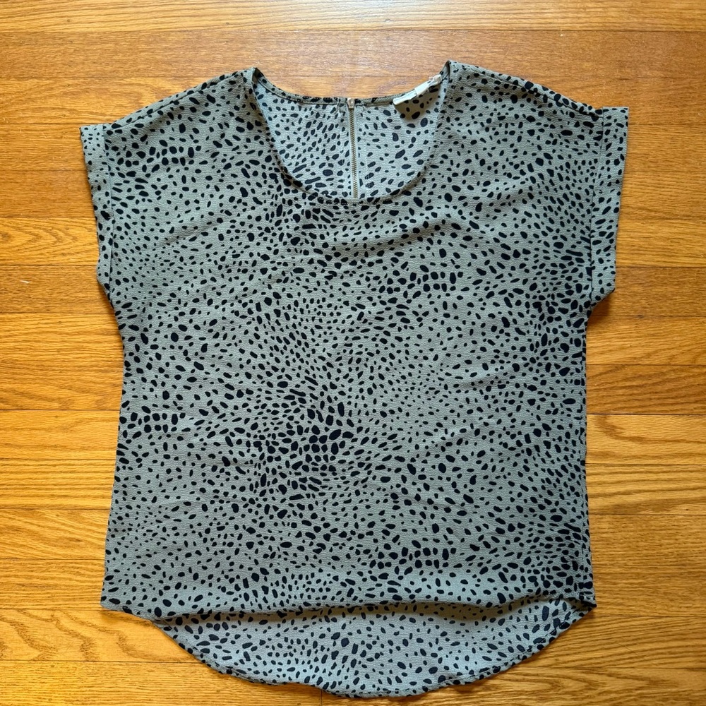 Hippie Rose Green and Black Leopard Blouse